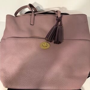Coach Legacy Pebbled Leather Turnlock Tote Mauve Gold Hardware Tassel w/ COA.